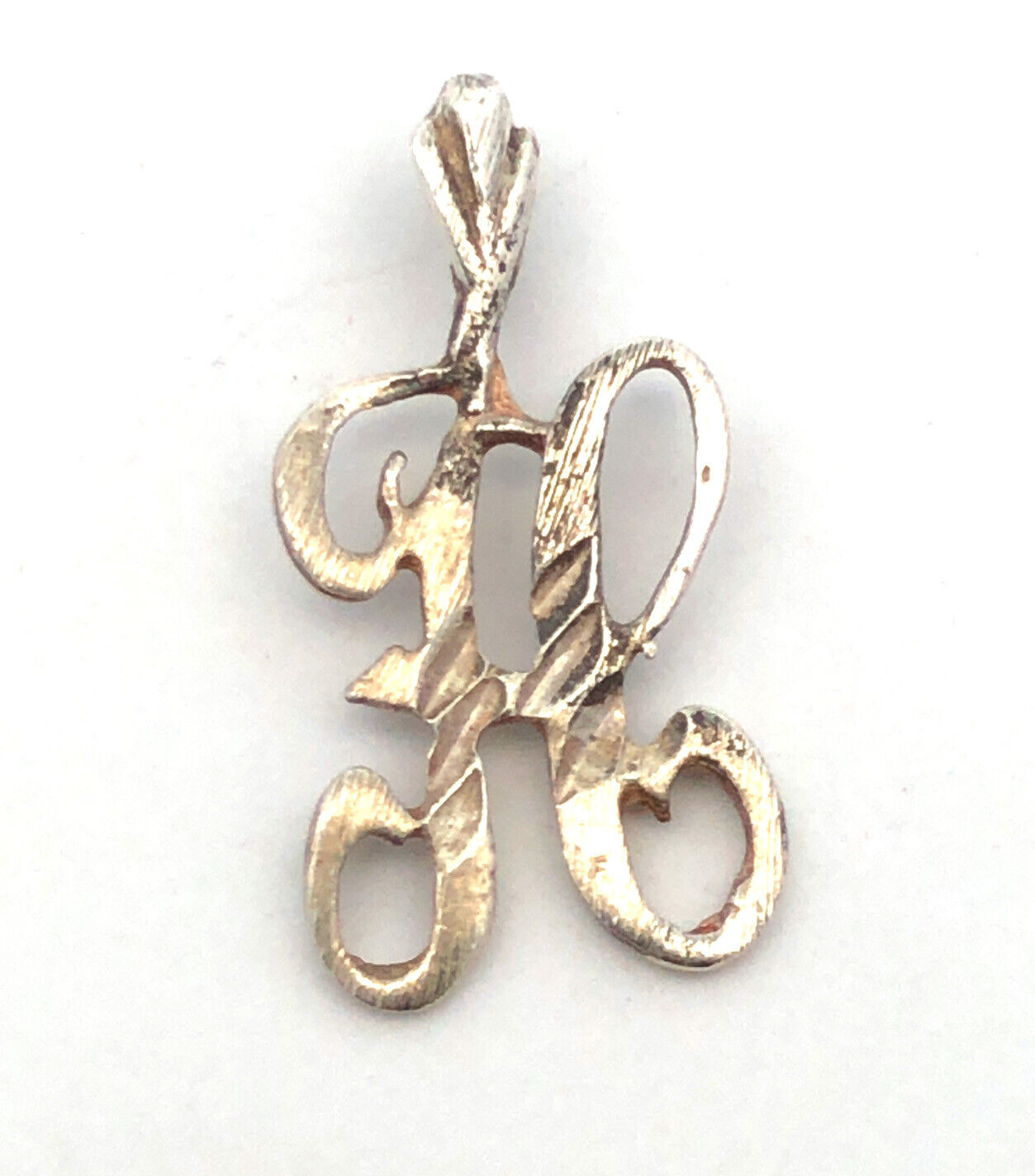 925 Sterling Silver Script Initial Letter H Monogram Charm Pendant