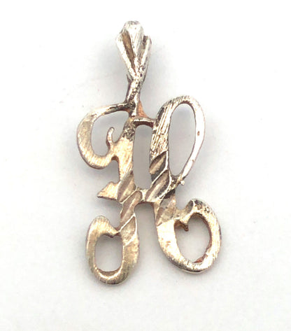925 Sterling Silver Script Initial Letter H Monogram Charm Pendant