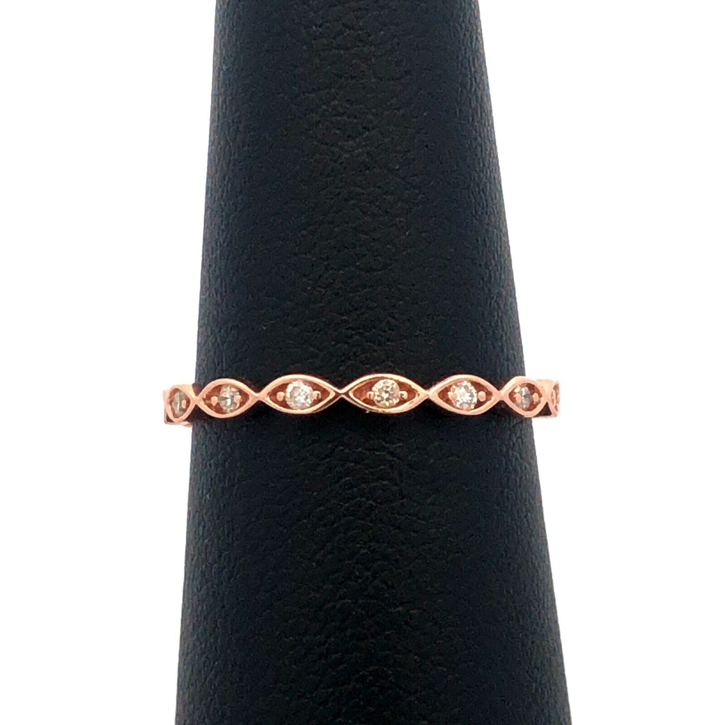 14K Rose Gold Round Diamond Bubble Stacking Anniversary Wedding Band Ring