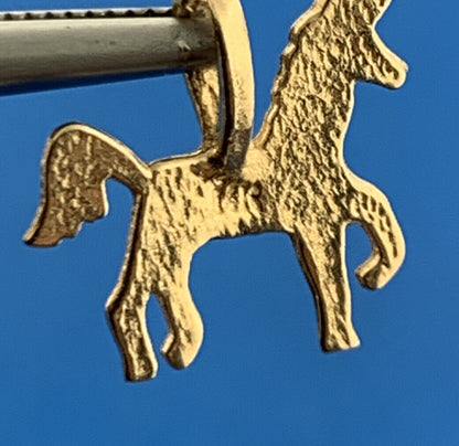 Designer 14K Yellow Gold Unicorn Carousel Horse Petite Child's Charm Pendant