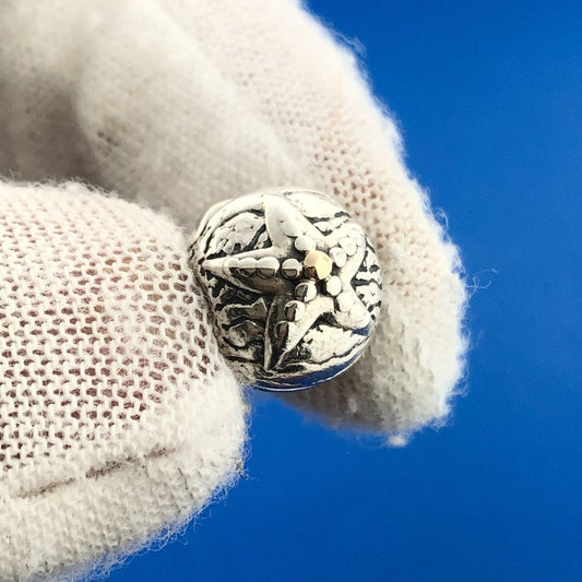Authentic PANDORA Sterling Silver 14K Yellow Gold Starfish Clip Charm 791164 RET