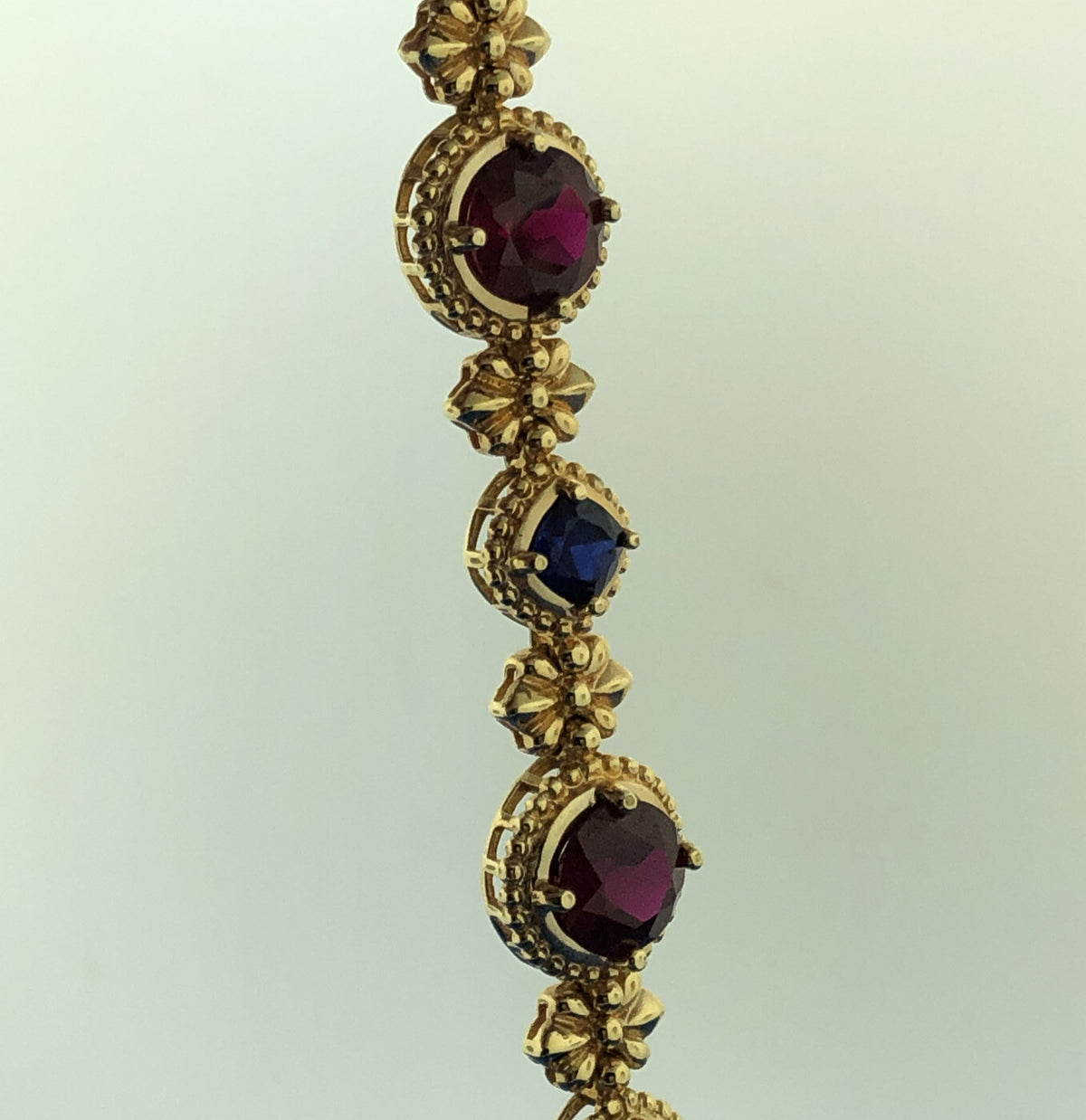 Designer 925 Sterling Silver Vermeil Synthetic Ruby Sapphire Tennis Bracelet