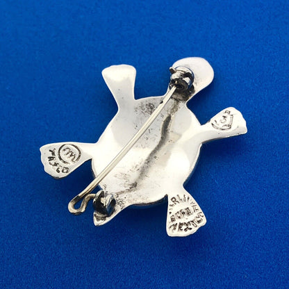 Taxco Mexico Designer Miguel Melendez Sterling Silver 925 Malachite Turtle Pin