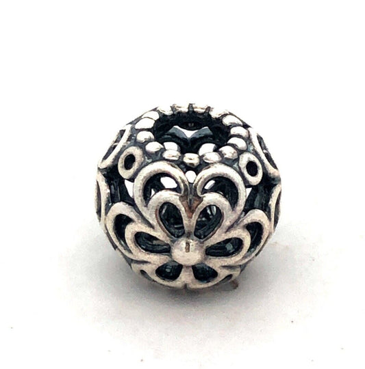 PANDORA 925 Sterling Silver Flower Picking Daisies 790965 Ball Slide Bead Charm