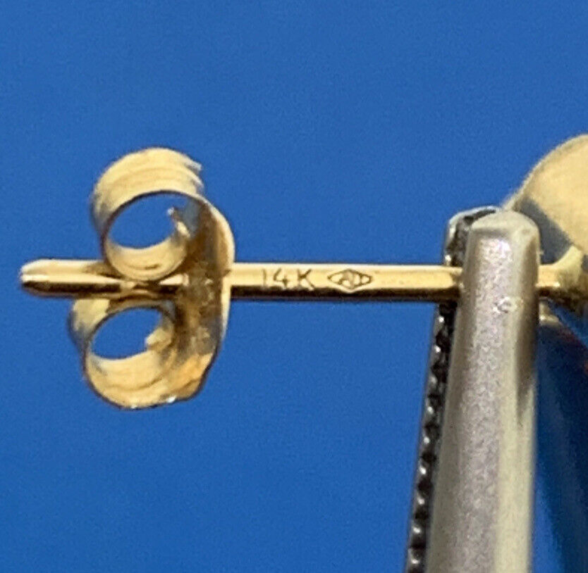 Designer 14K Yellow Gold Polished Tubular Modernist Drop Dangle Stud Earrings