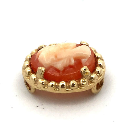 Designer 10K Yellow Gold Oval Carved Cameo Slide Bracelet Charm