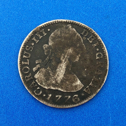 1776 Bolivia Silver 2 Reales Carlos III Potosi Mint JR Colonial Milled Coinage