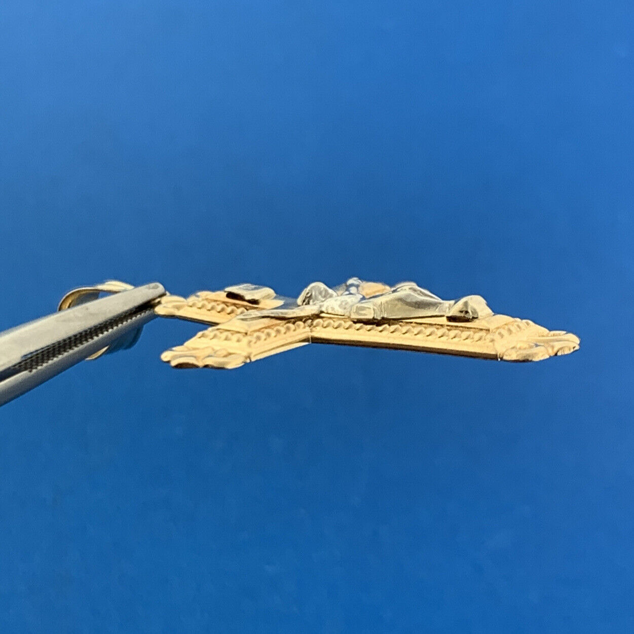 Michael Anthony MA 14K Yellow White Gold 3D Crucifix Cross Religious Pendant