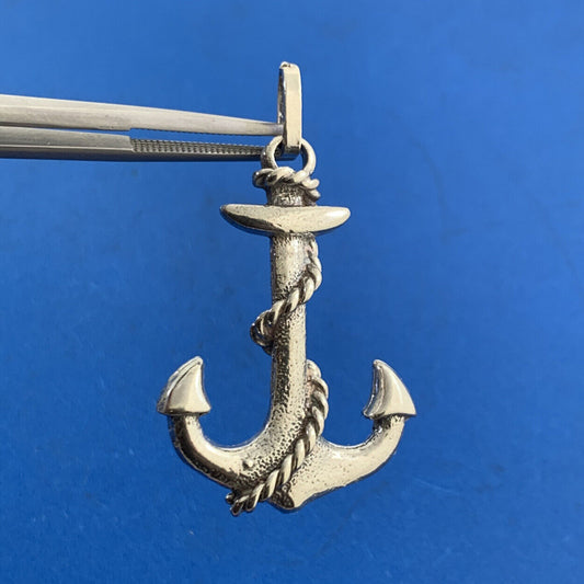Vintage 925 Sterling Silver Ship's Anchor Statement Unisex Pendant