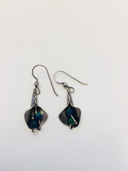 Artisan Sterling Silver 925 Maw Maw Sit Sit Calla Lily Drop Dangle Earrings
