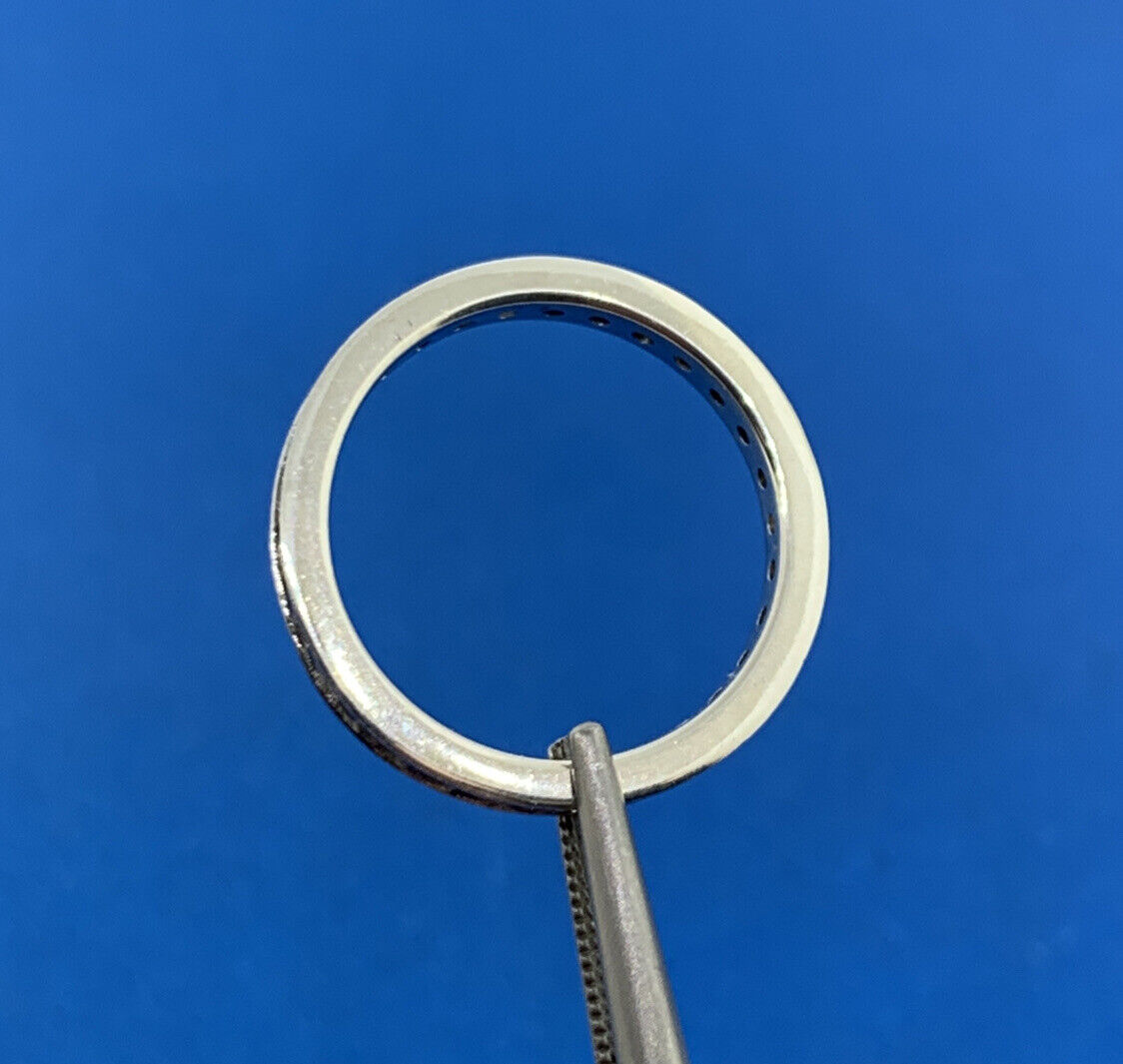 Designer SW Sterling Silver Cubic Zirconia Channel Set Eternity Anniversary Ring