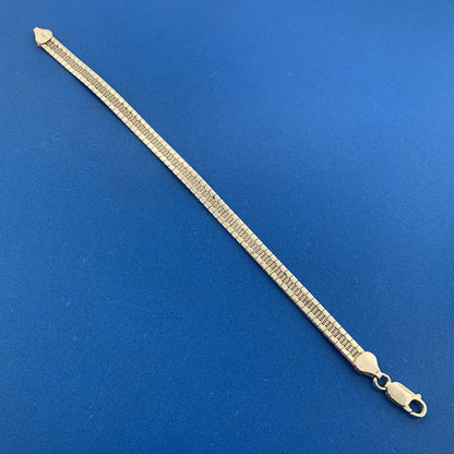 Designer 925 Sterling Silver Polished Florentine Etched Serpentine Link Bracelet