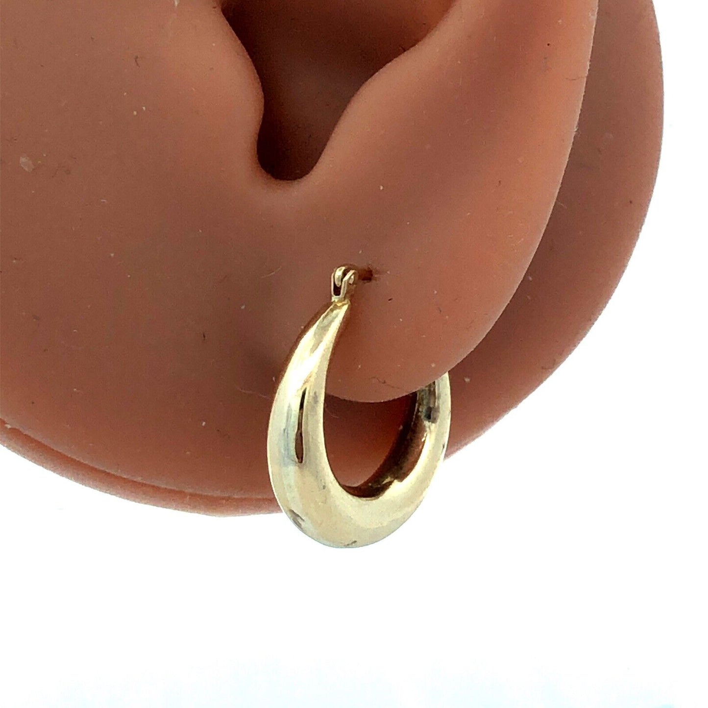 Designer ZZ 14K Yellow Gold Round Puffy Polished Huggie Hoop Earrings