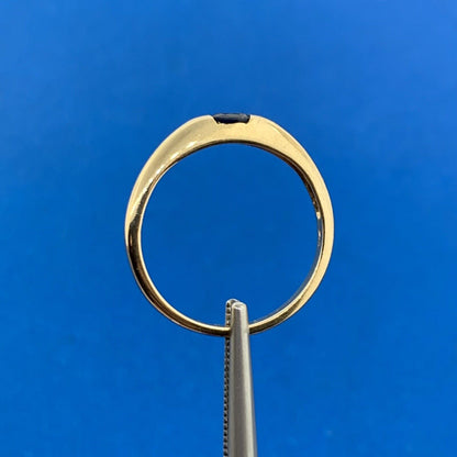 14K Yellow Gold Estate Oval Blue Sapphire Size 6.75 Stackable Band Ring