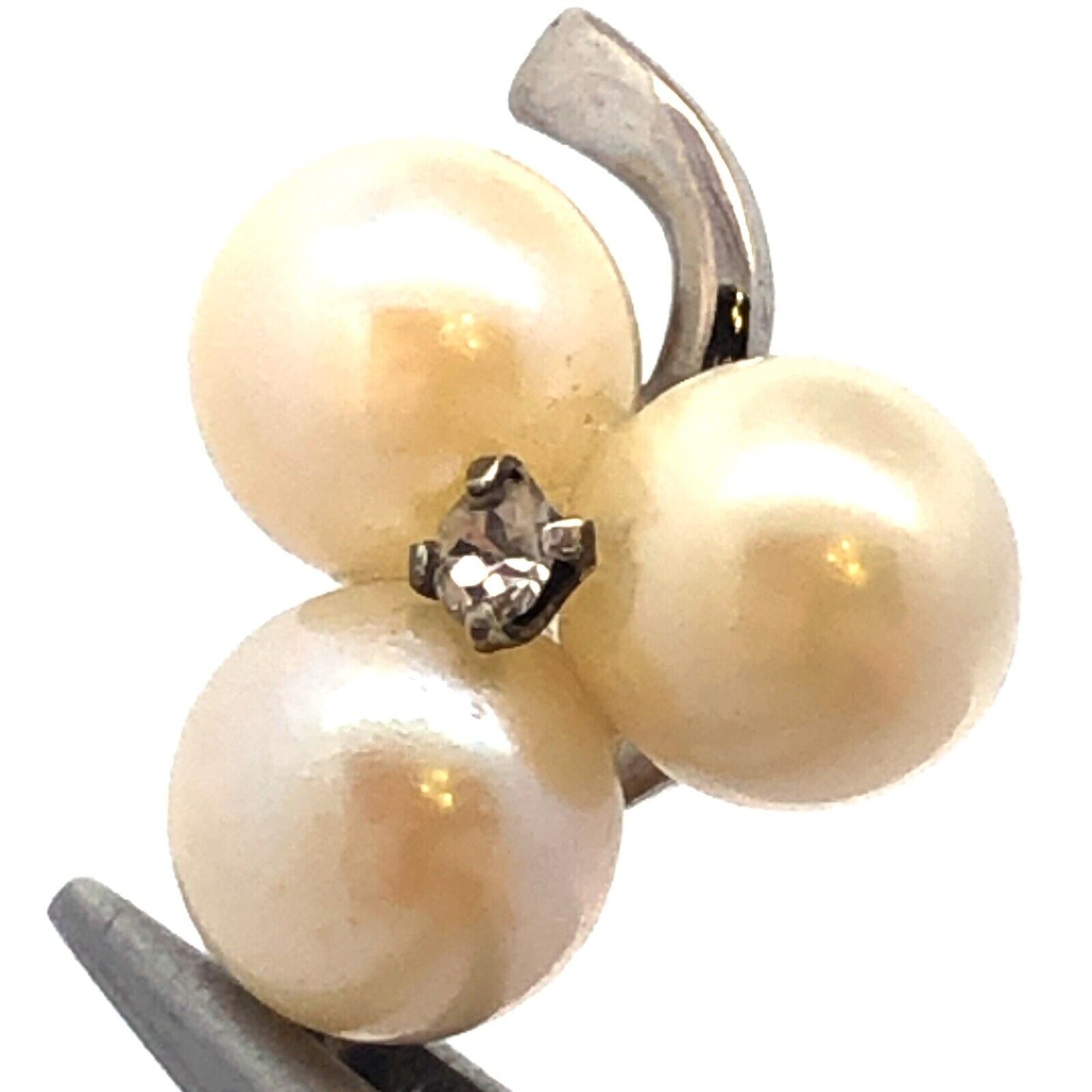 Designer 925 Sterling Silver Pearl Cubic Zirconia Clover Luck Pendant Necklace