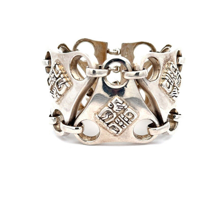 Designer 925 Sterling Silver llamas Panel Cuff Bracelet
