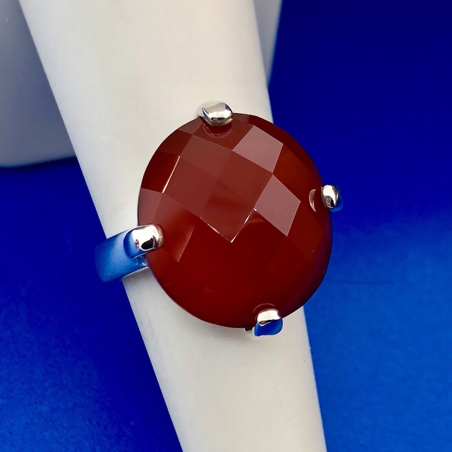 Designer Whitney Kelly WK 925 Sterling Silver Carnelian Solitaire Statement Ring