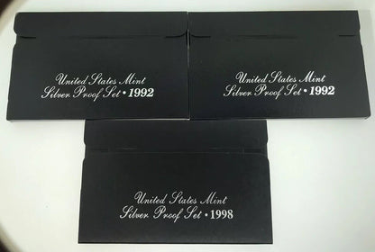1992 1998 S Lot of United States Silver Proof Three 3 Sets OMP/COA