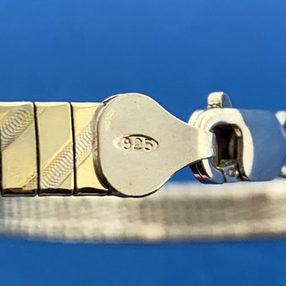 Designer 925 Sterling Silver Polished Florentine Etched Serpentine Link Bracelet