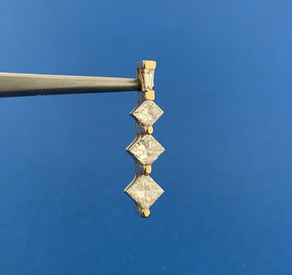 Designer 14K Yellow Gold Princess Diamond Trio Anniversary Journey Pendant