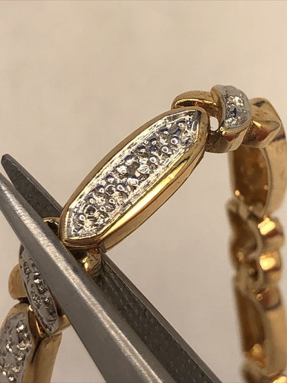 Designer 925 Sterling Silver Vermeil Two Tone Diamond Tennis Bracelet