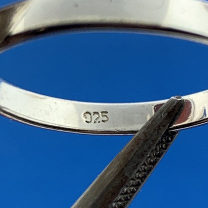 Stunning Sterling Silver 925 Oval Cabochon Carnelian Crescent Ring Size 8