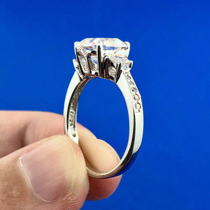 Sterling Silver Asscher Cubic Zirconia Solitaire Accents Engagement Bridal Ring