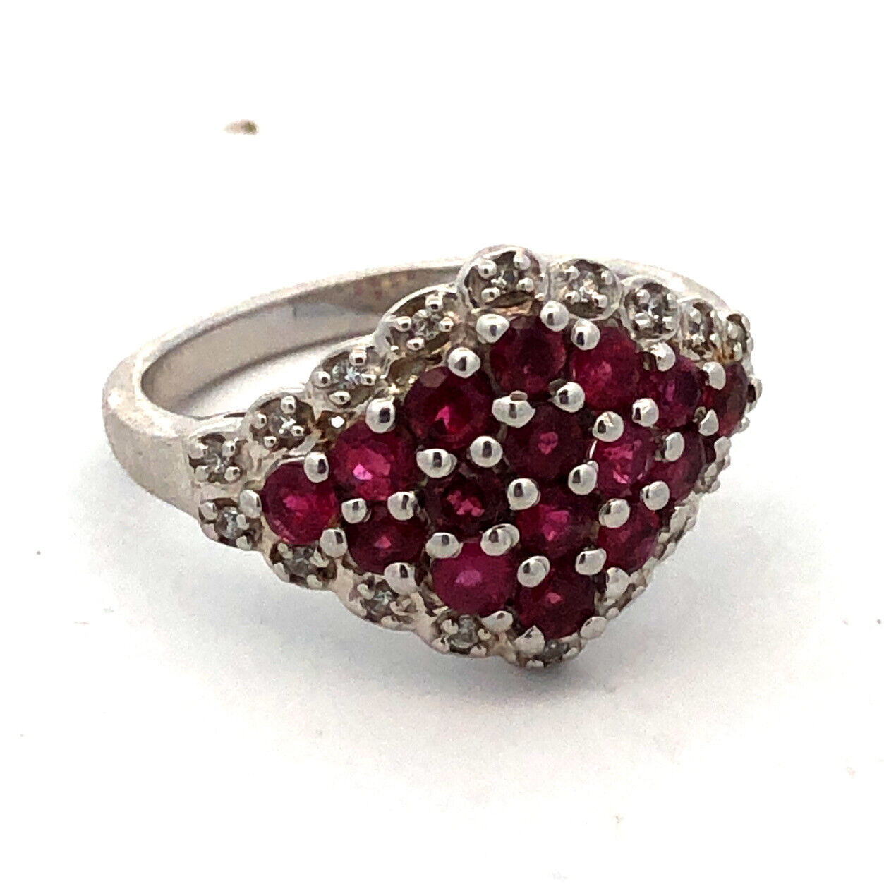 Designer TGGC 925 Sterling Silver Pink Tourmaline White Topaz Cluster Ring