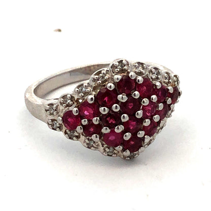 Designer TGGC 925 Sterling Silver Pink Tourmaline White Topaz Cluster Ring