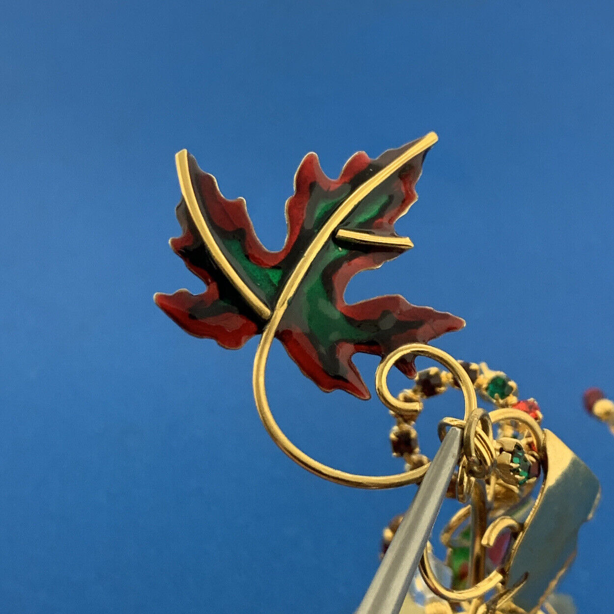 Lunch At The Ritz Turning Autumn Cubic Zirconia Enamel Statement Dangle Ear