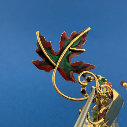 Lunch At The Ritz Turning Autumn Cubic Zirconia Enamel Statement Dangle Ear