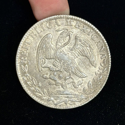 1833 Go Guanajuato  MJ Mexico Silver 8 Reales Three Dots After Date Straight J
