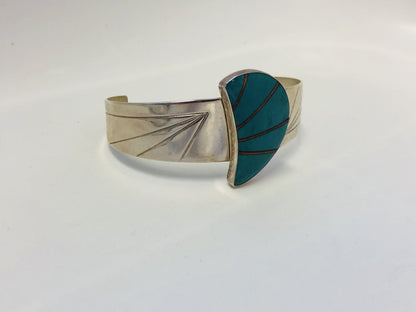 Jay King Desert Rose Trading 925 Sterling Silver Turquoise Inlay Cuff Bracelet