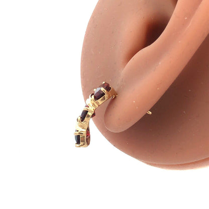 14K Yellow Gold Oval Rhodolite Garnet January Drop Pierced Earrings