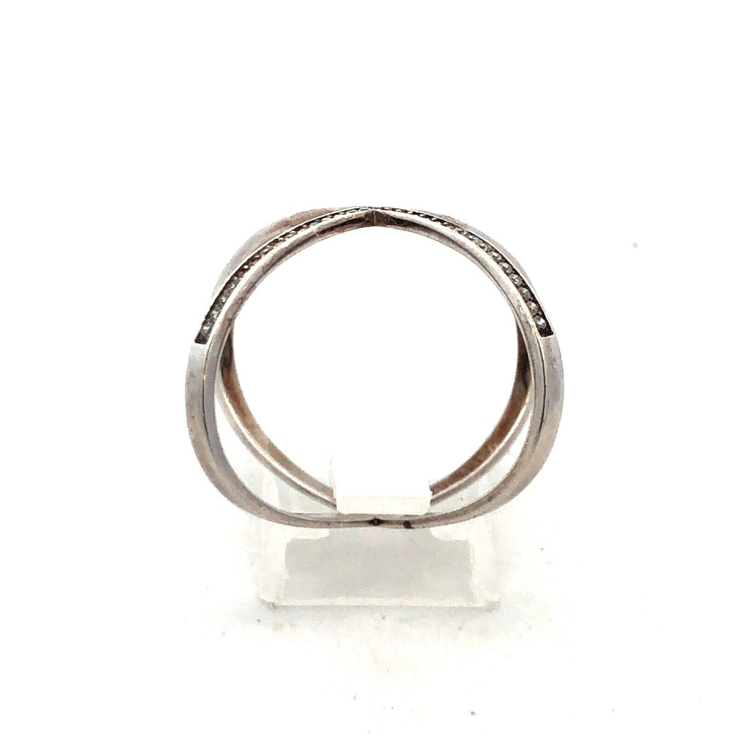 Designer 925 Sterling Silver Cubic Zirconia Criss Cross X Statement Ring