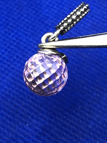 925 Silver Retired PANDORA ALE Morning Butterfly Pink CZ Dangle Charm 791258