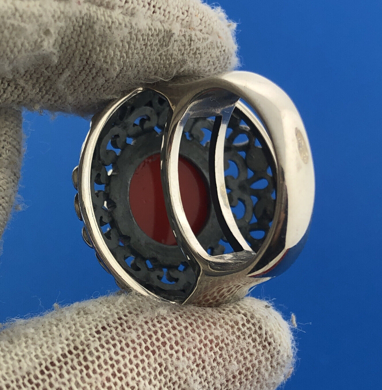 Designer Doug Paulus DP Sterling Silver 925 Carnelian Statement Cocktail Ring