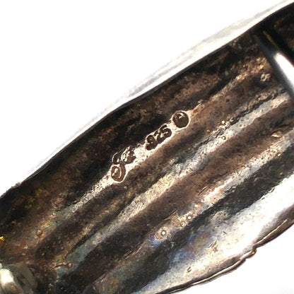 Designer 925 Sterling Silver Textured Long Leaf Pin Brooch