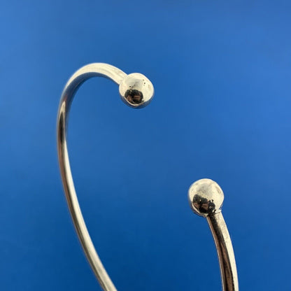 Modernist 925 Sterling Silver Polished Ball Capped Open Cuff BraceletGap