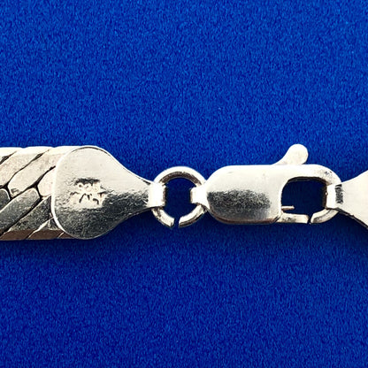 Vintage Italy GLO 925 Sterling Silver Flat Serpentine Link Chain Necklace