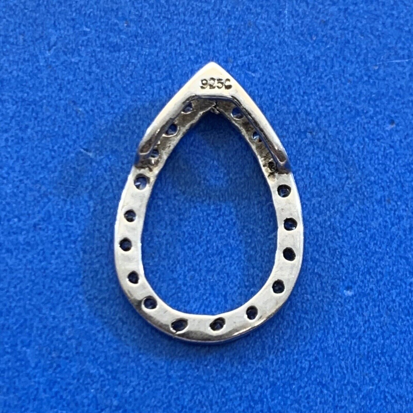 Designer 925 Sterling Silver Round White Topaz Tear Drop Slide Pendant