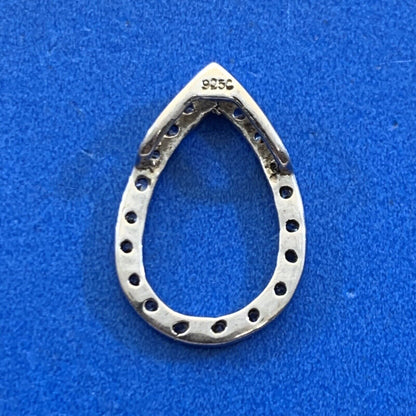 Designer 925 Sterling Silver Round White Topaz Tear Drop Slide Pendant