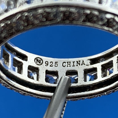 Designer 925 Sterling Silver Cubic Zirconia CZ Cigar Band Eternity Ring