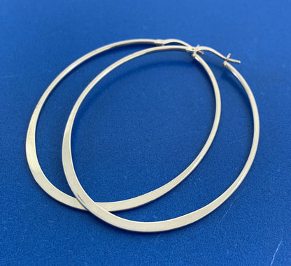 Dyadema Italy 925 Sterling Silver Oval Tapered Statement Hoop Earrings