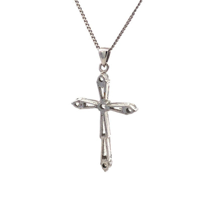Designer 925 Sterling Silver Cubic Zirconia Cross Pendant Chain Necklace