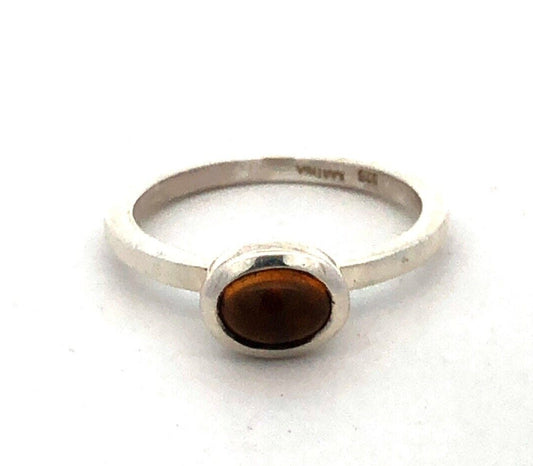 Designer Karthia 925 Sterling Silver Oval Citrine Bezel Solitaire Stackable Ring