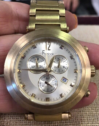 Unisex Gold-Toned Stainless Steel Freelook Chronograph Quartz Watch HA1136CHMG