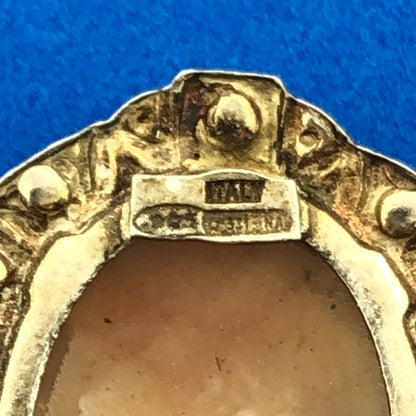 Victorian 925 Sterling Silver Carved Cameo Marcasite Statement Stud Earrings