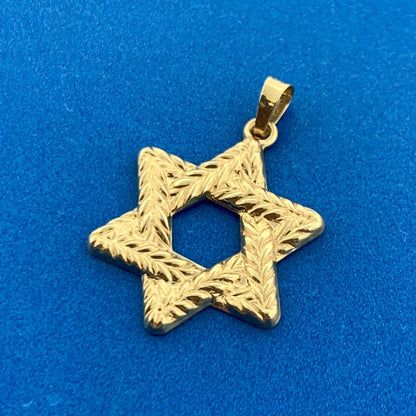 Gorgeous 14k Yellow Gold Rope Braid Religious Star of David Dangle Pendant