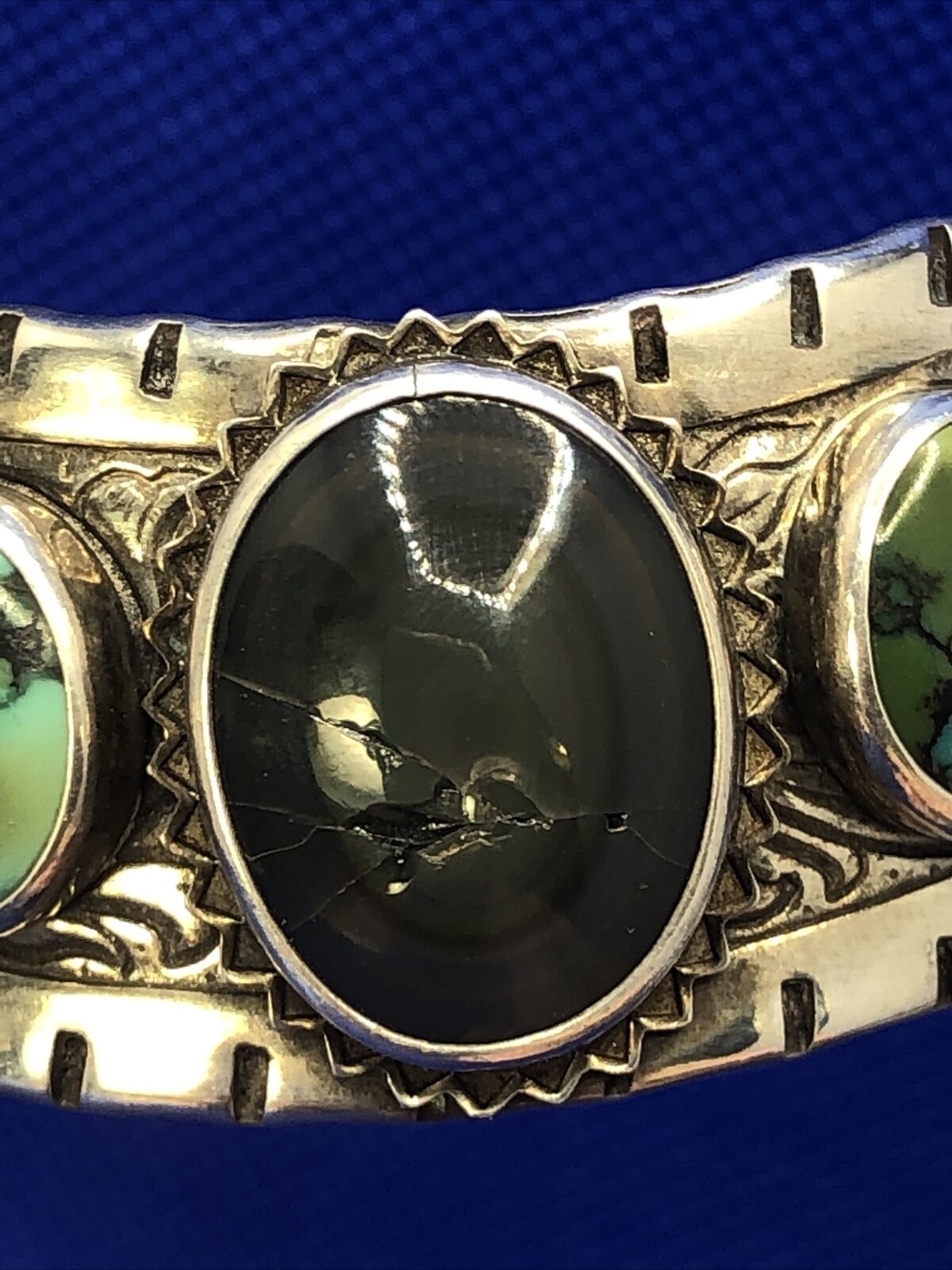 Sterling Silver Multi Stone Life is Good Scroll Design Wavy Open Cuff Bracelet